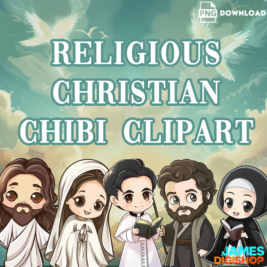 20 Religious Christian Chibi Clipart Bundle