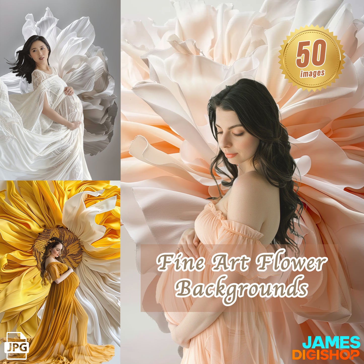 50 Fine Art Flower Backgrounds Bundle