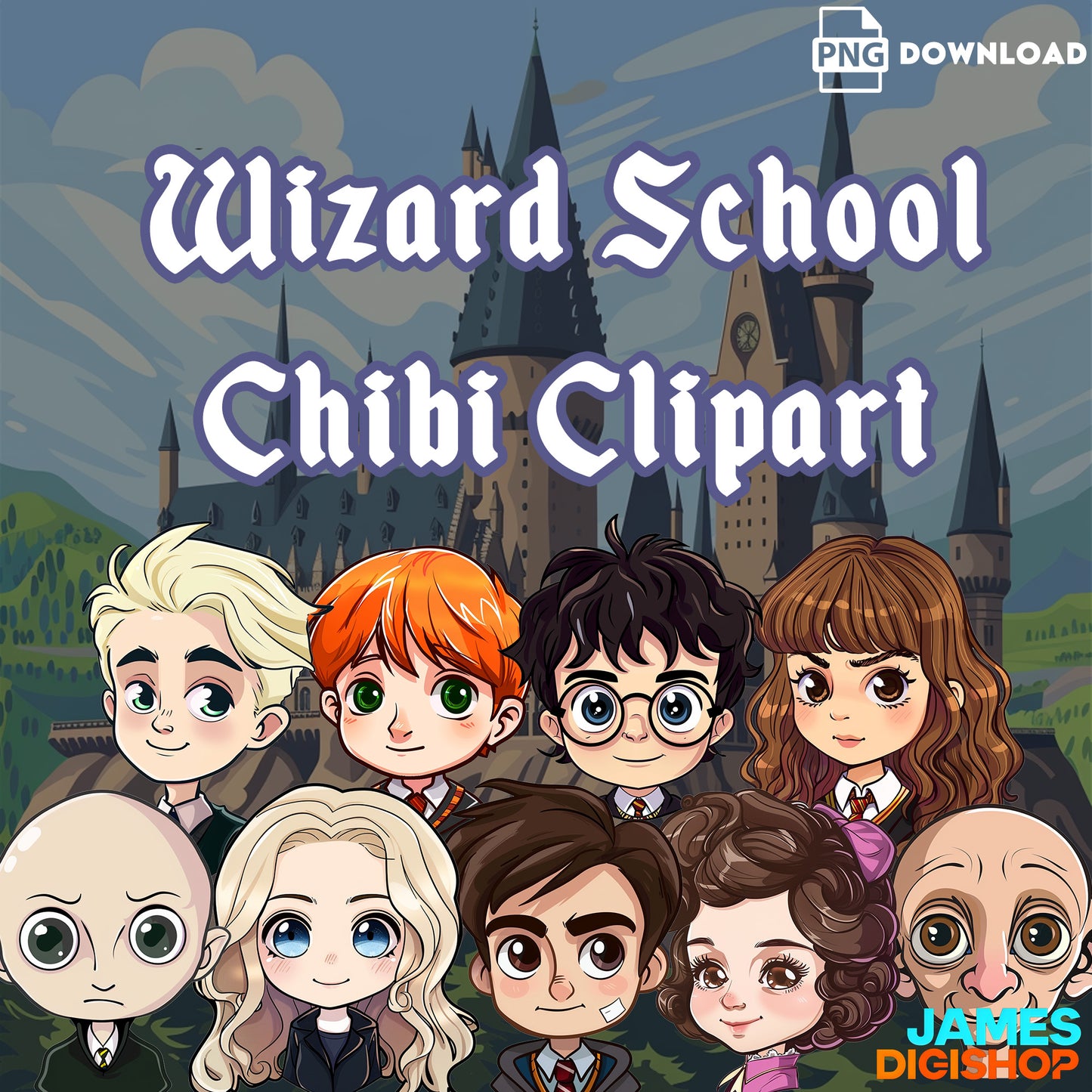 20 Wizard School Chibi Clipart Bundle