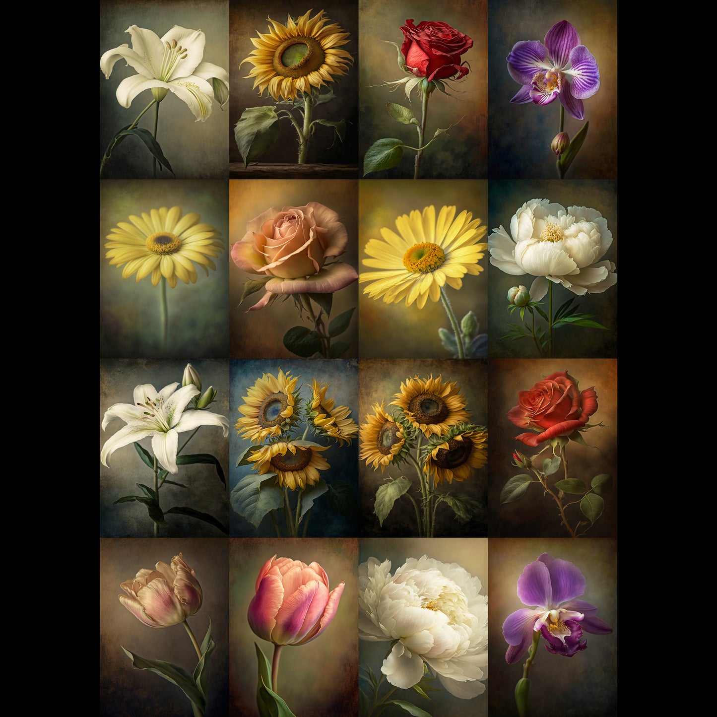 15 Moody Fine Art Flower Background Bundle