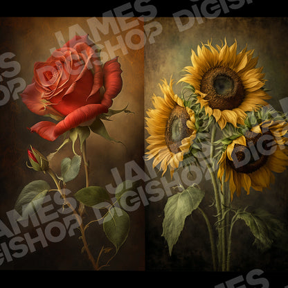 15 Moody Fine Art Flower Background Bundle