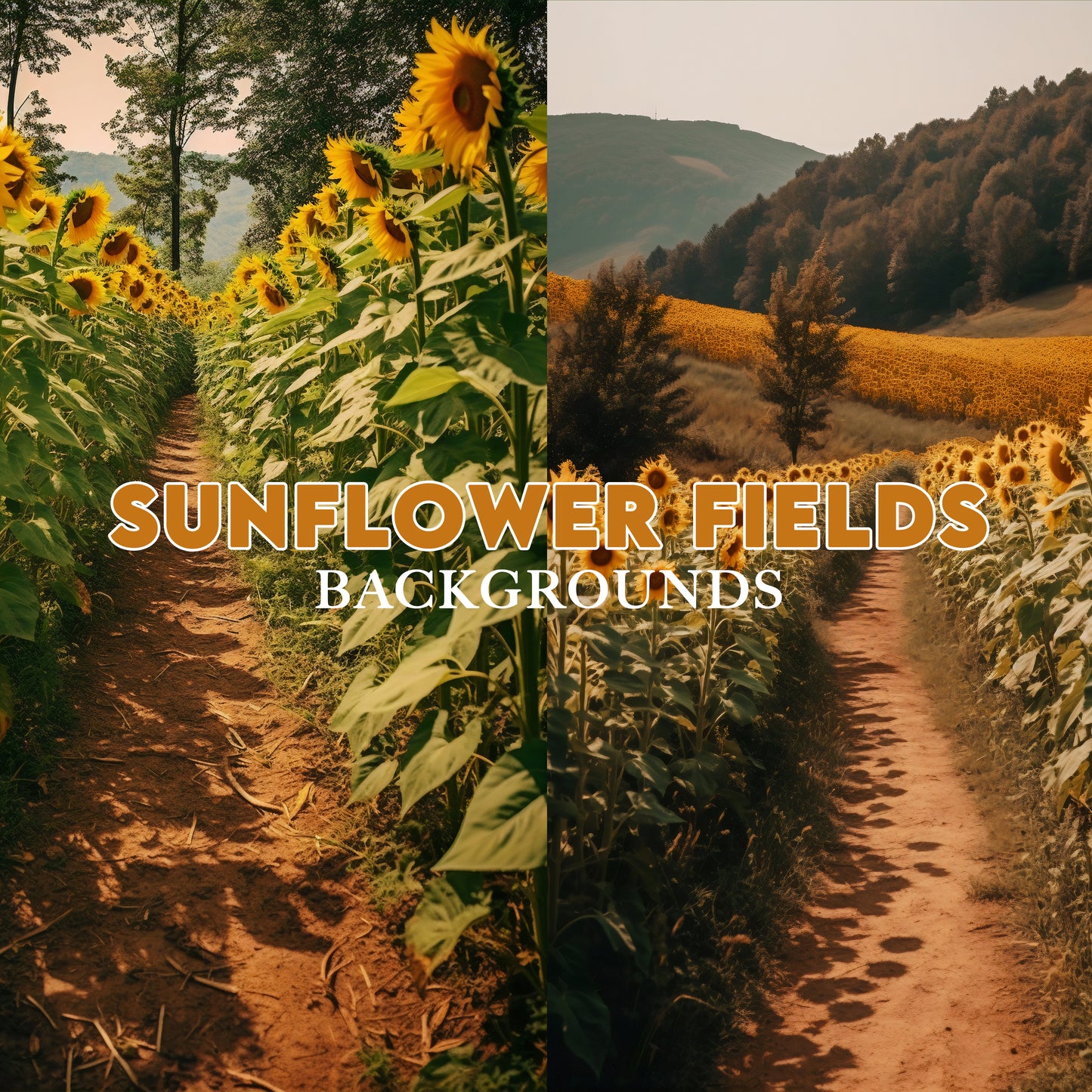 Sunflower Fields Background Bundle