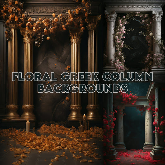 20 Floral Greek Column Background Bundle