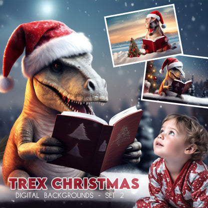 Christmas Trex Background Bundle Set2