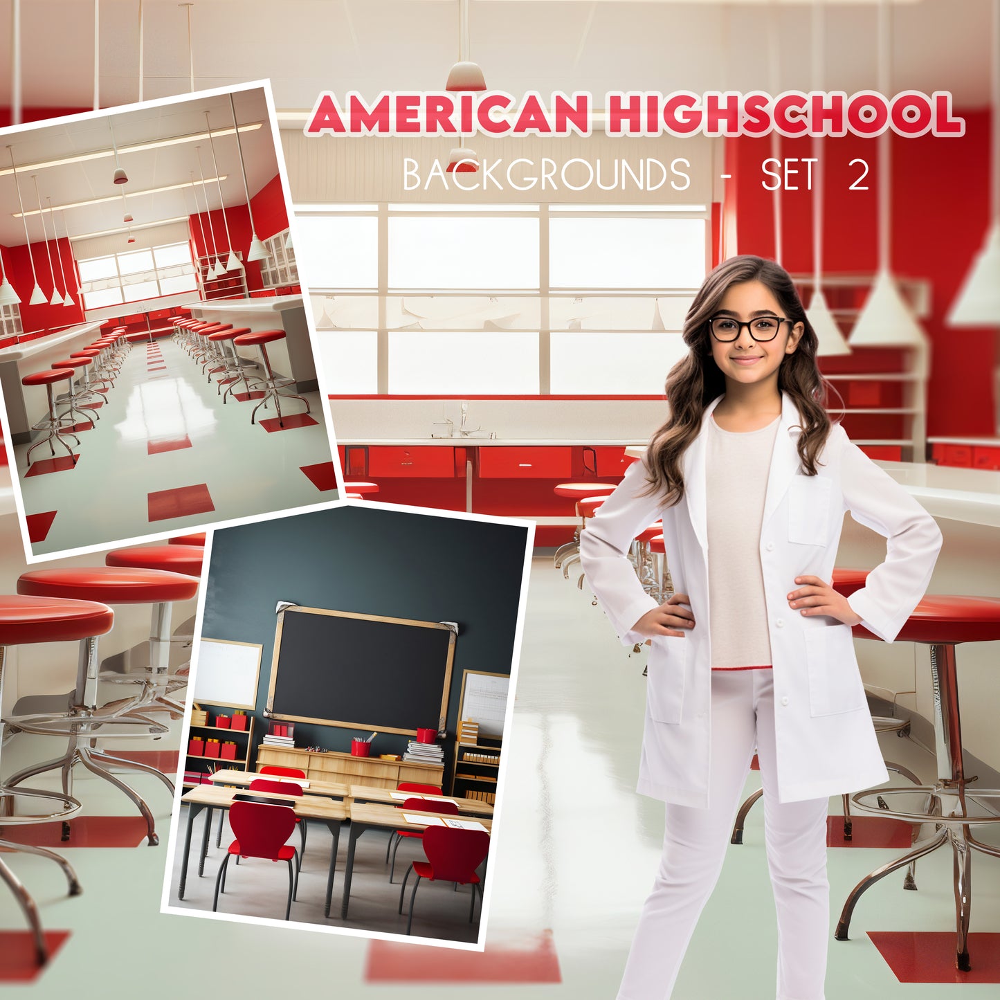 American Highschool Background Bundle Set2