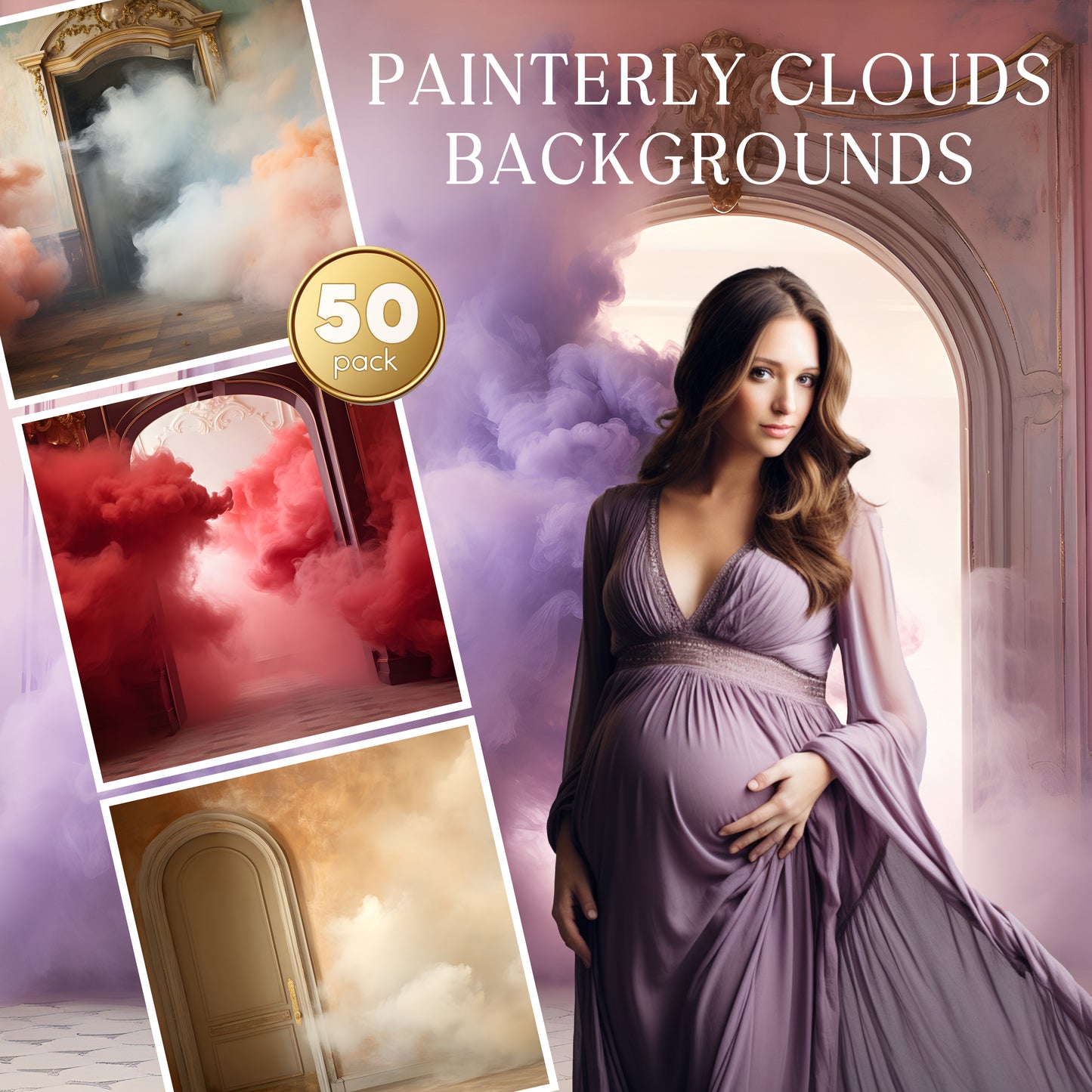 50 Painterly Clouds Background Bundle