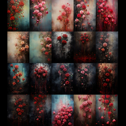 20 Dripping Roses Background Bundle