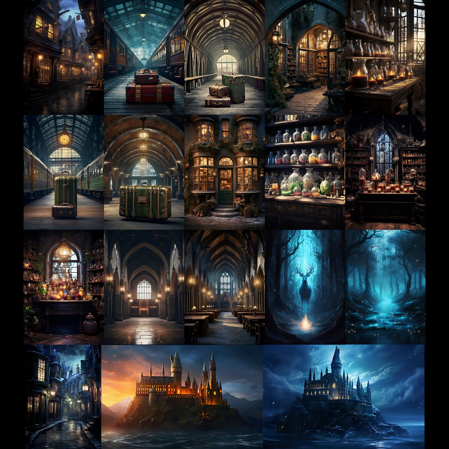 20 Wizard School Background Bundle