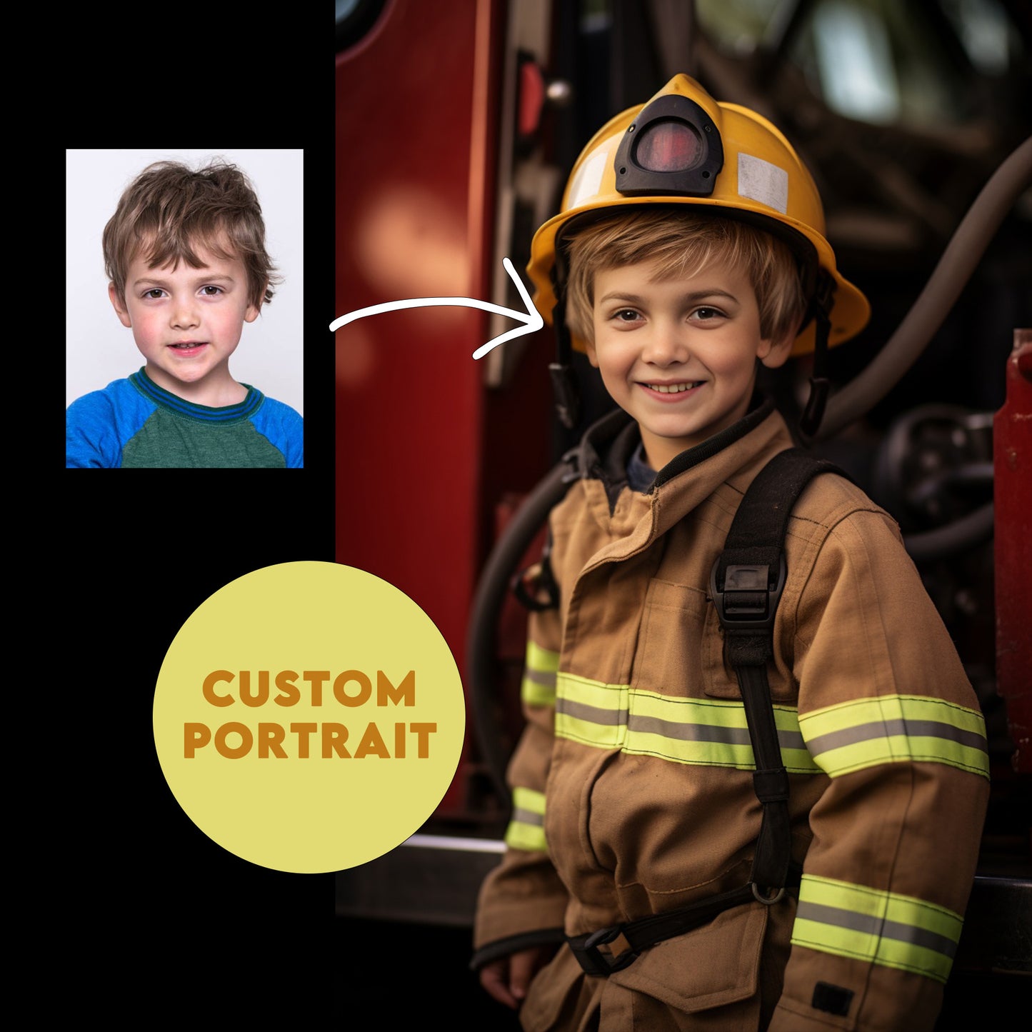 Boy Fireman Policeman Custom Portrait