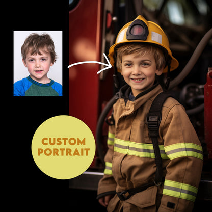 Boy Fireman Policeman Custom Portrait