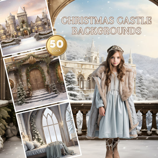 50 Christmas Castle Background Bundle