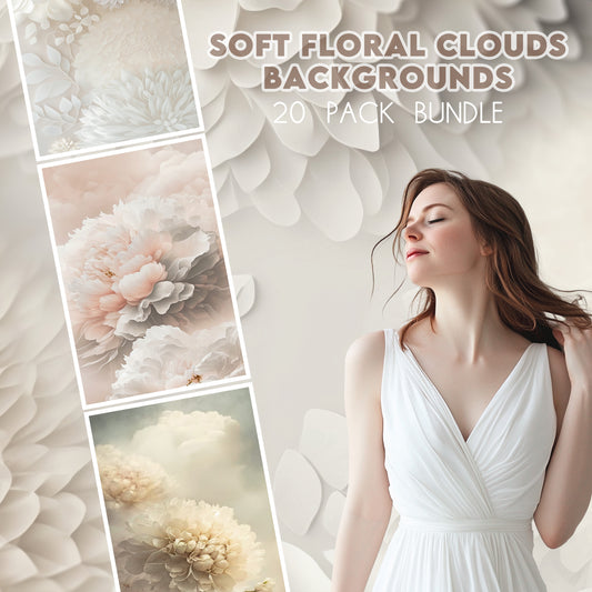 20 Soft Floral Clouds Background Bundle