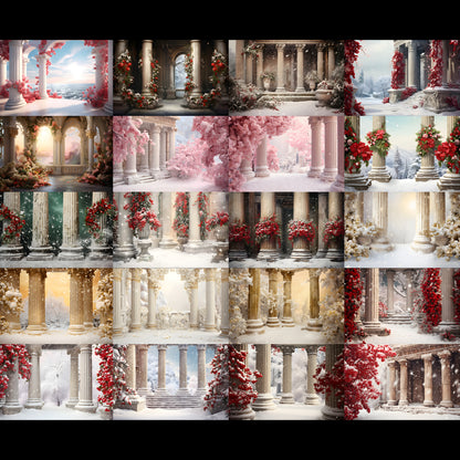 50 Christmas Columns Background Bundle