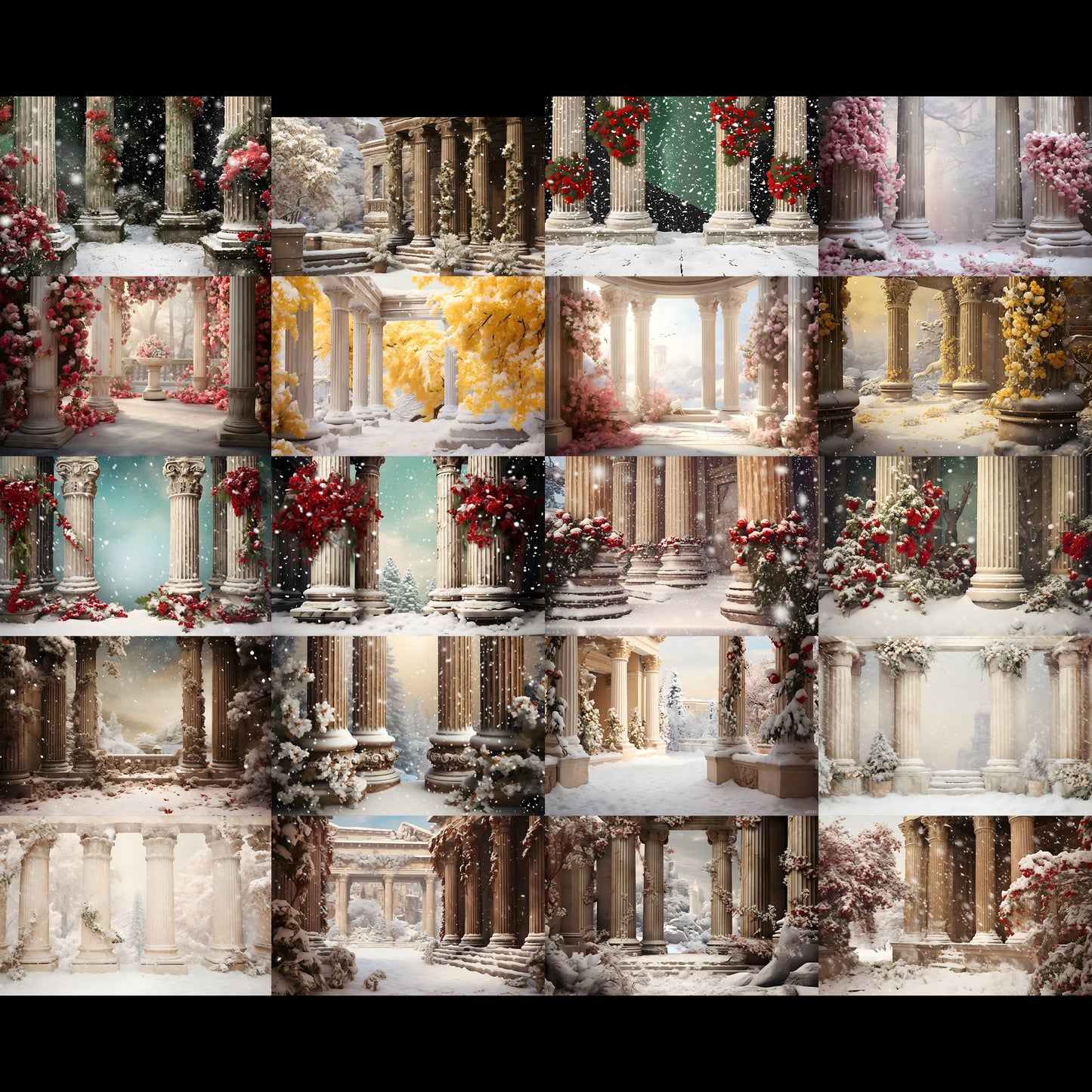 50 Christmas Columns Background Bundle