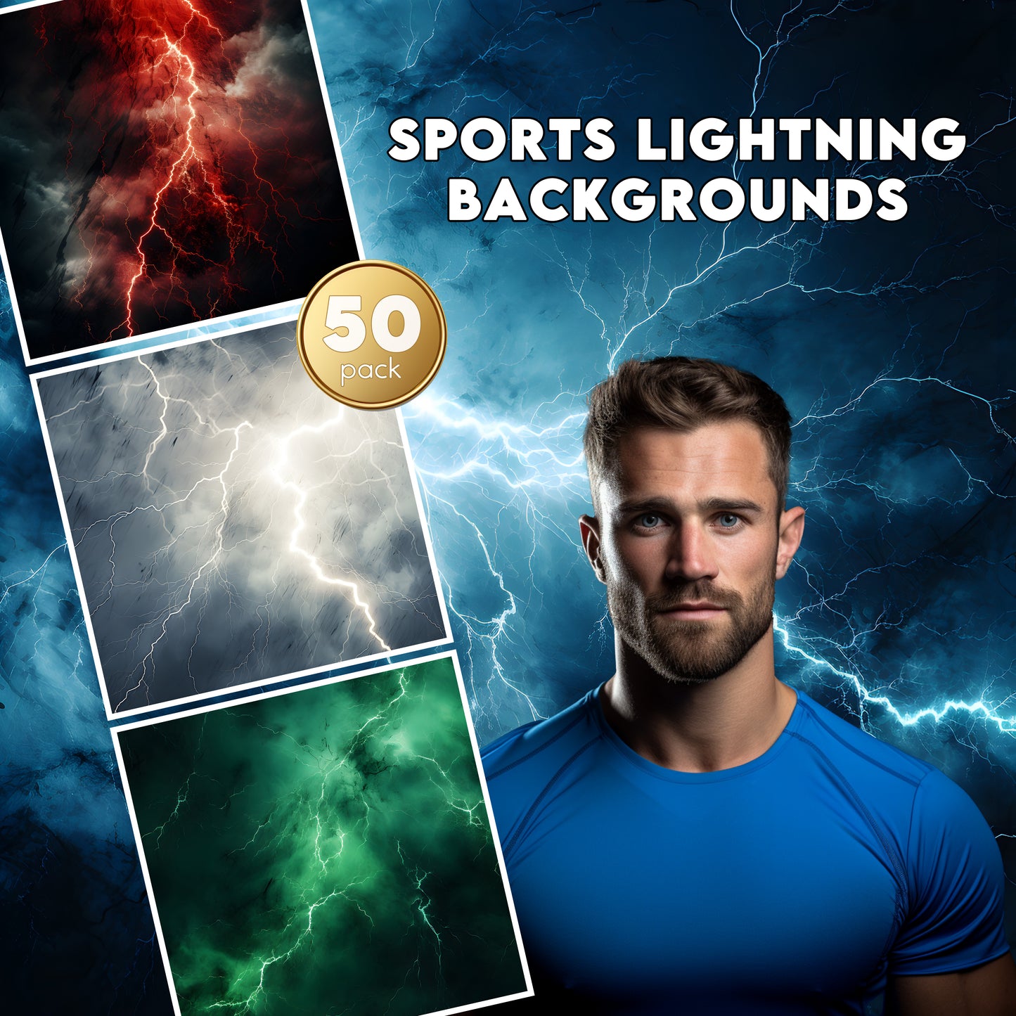 50 Sports Lightning Background Bundle