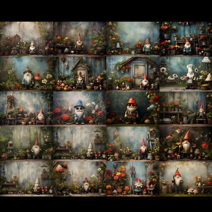 50 Christmas Garden Gnome Background Bundle