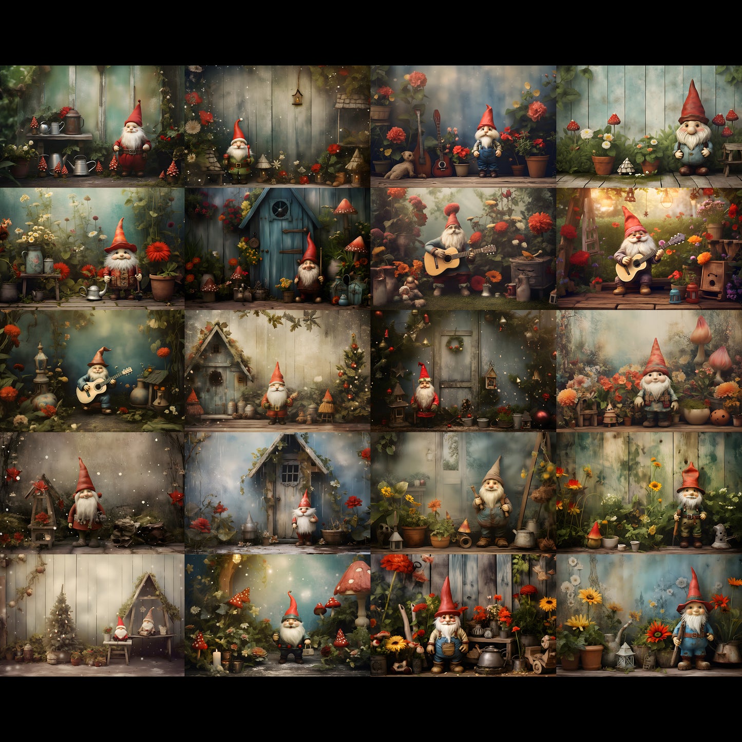 50 Christmas Garden Gnome Background Bundle