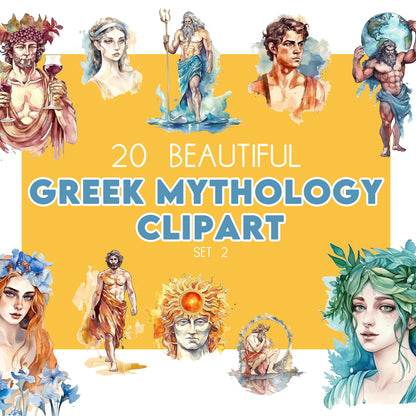 20 Greek Mythology Clipart Bundle Set 2