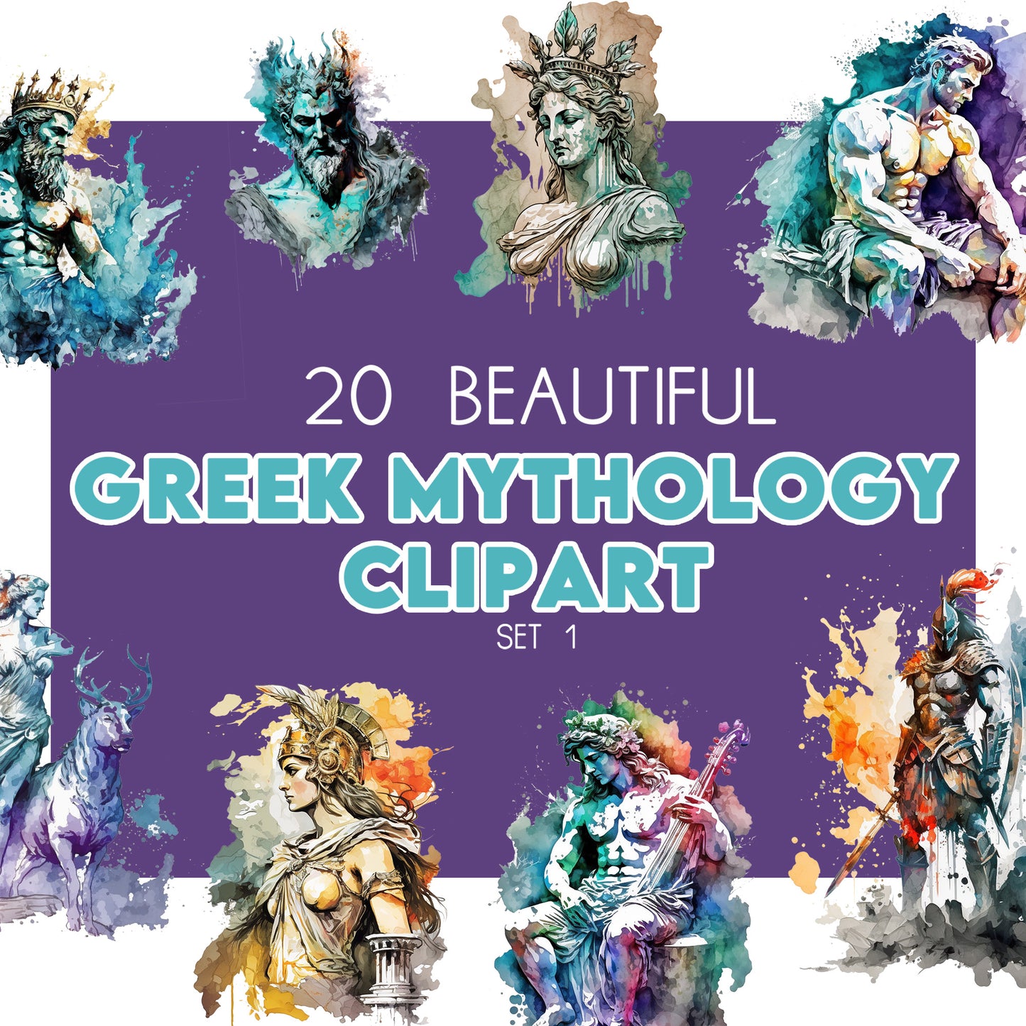 20 Greek Mythology Clipart Bundle Set 1