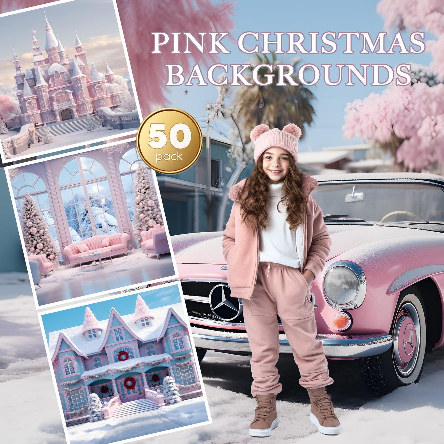 50 Pink Christmas Background Bundle