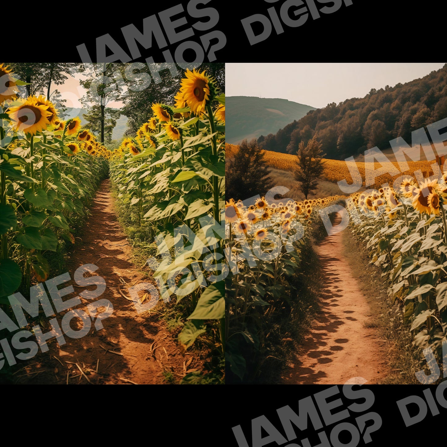 Sunflower Fields Background Bundle