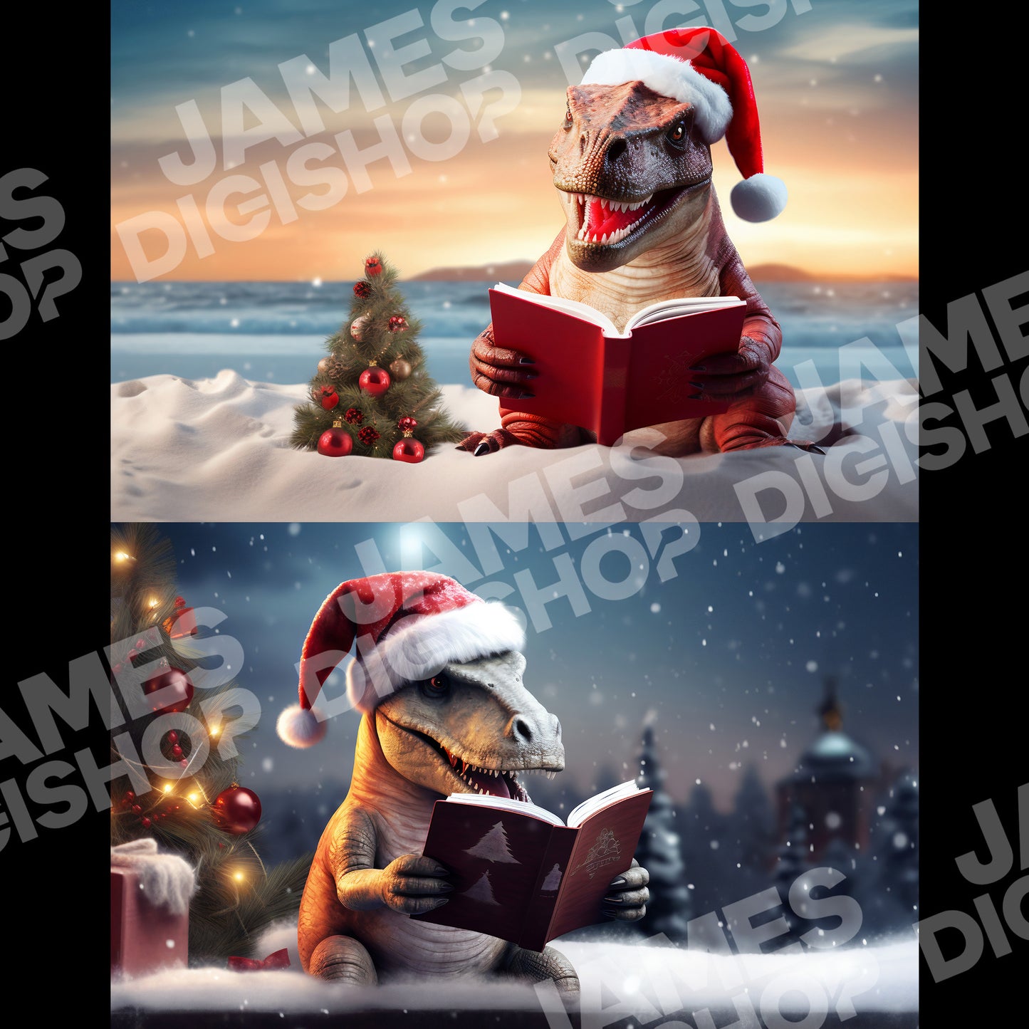 Christmas Trex Background Bundle Set2