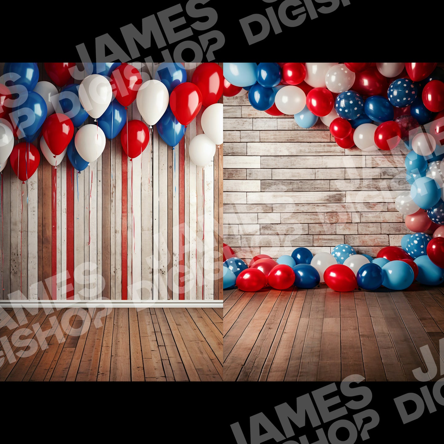 Fourth of July Balloon Background Bundle